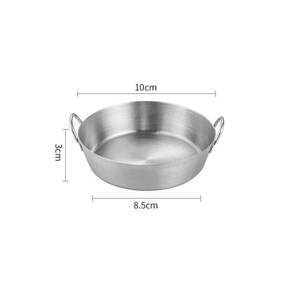 Korean Thicken 304 Stainless Steel Snack Plate With Double Handle Multifunctional Sauce Bowl Fruit Plate Kitchen Tableware Tools