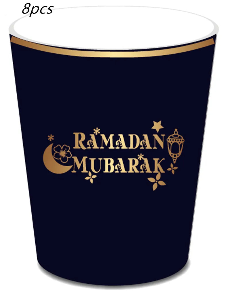 2022 Eid Mubarak Disposable Tablecloth Table Runner Banner Balloons Islamic Muslim Party Decor Ramadan Kareem Eid Al Adha Gift