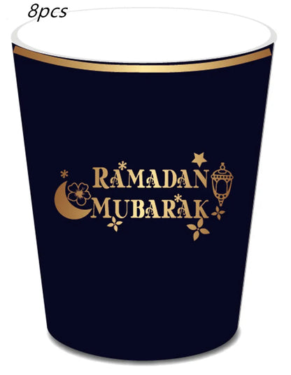 2022 Eid Mubarak Disposable Tablecloth Table Runner Banner Balloons Islamic Muslim Party Decor Ramadan Kareem Eid Al Adha Gift