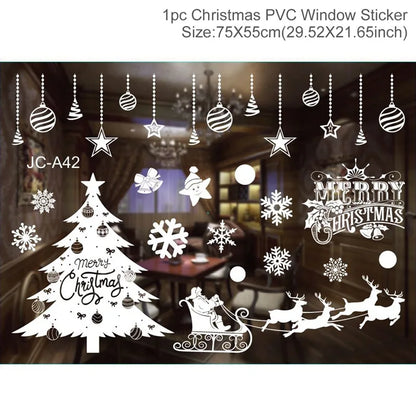Christmas Wall Window Stickers Marry Christmas Decoration for Home 2024 Christmas Ornaments Xmas Navidad Gift New Year 2025