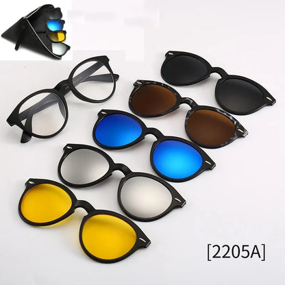HJYFINO 5 Lenes Magnet Sunglasses Clip Mirrored Clip on Sunglasses Clip on Glasses Men Polarized Clip Custom Prescription Myopia