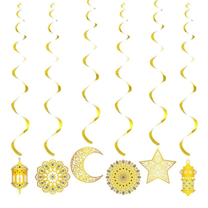 EID Mubarak Banner Glitter Star Moon Letter Paper Bunting Garland Islamic Muslim Party Ramadan Kareem Decorations for Home 2024
