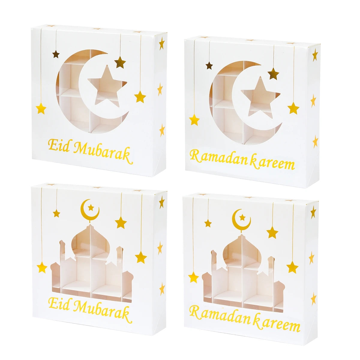 2Pcs Eid Mubarak Gift Box Candy Cake Chocolate Packaging Box Ramadan Kareem Home Decoration 2024 Islamic Muslim Party Supplies