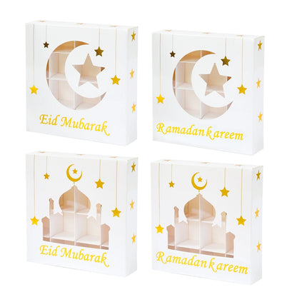 2Pcs Eid Mubarak Gift Box Candy Cake Chocolate Packaging Box Ramadan Kareem Home Decoration 2024 Islamic Muslim Party Supplies