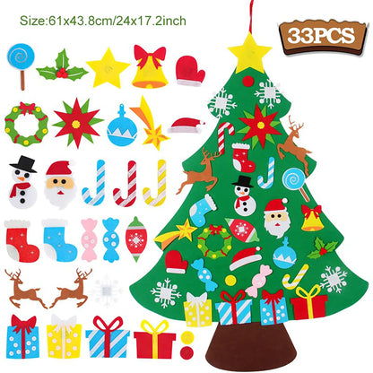 Kids DIY Felt Christmas Tree Merry Christmas Decorations for Home 2023 Christmas Ornaments Navidad 2024 New Year Gifts Xmas Tree