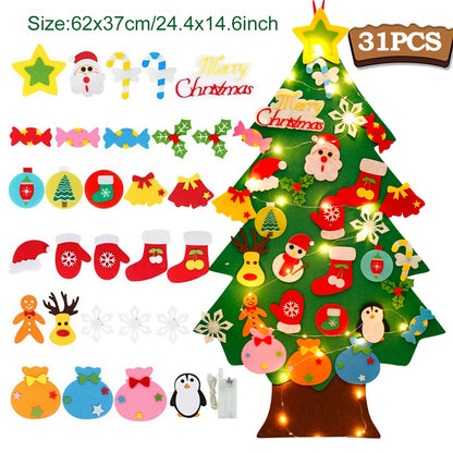 Kids DIY Felt Christmas Tree Merry Christmas Decorations for Home 2023 Christmas Ornaments Navidad 2024 New Year Gifts Xmas Tree