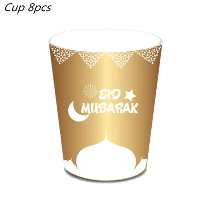 2022 Eid Mubarak Disposable Tablecloth Table Runner Banner Balloons Islamic Muslim Party Decor Ramadan Kareem Eid Al Adha Gift