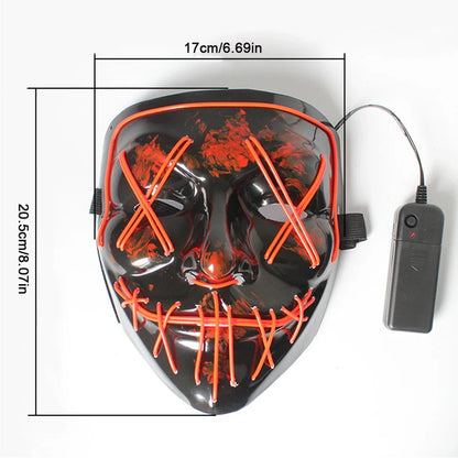 Wireless Halloween Neon LED Purge Mask Masque Masquerade Party Masks Light Grow in the Dark Horror Mask Glowing Masker