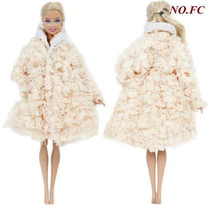 1 Pcs Handmade High Quality Doll Coat Dress Fur Clothes for Barbie Doll Winter Wear Leopard Outfit Doll Accessories Kids Toys