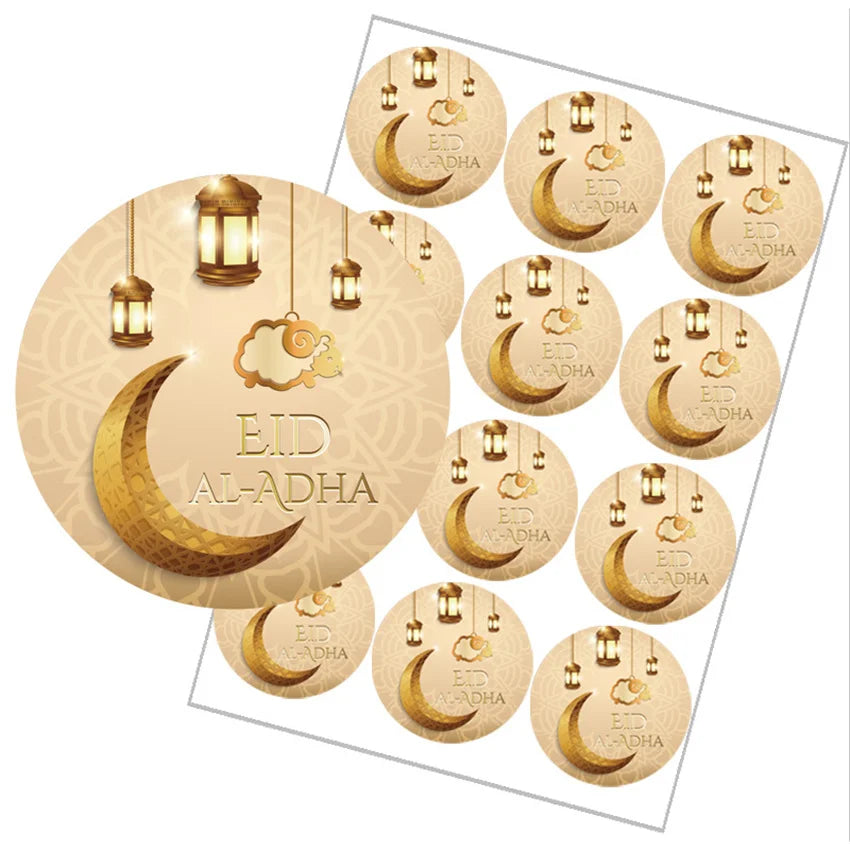 4cm Eid Al Adha Decoration Paper Sticker Seal Label Gift Decor Islamic Muslim Ramadan Decoration for Home Eid Mubarak Supplies