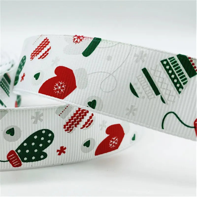 5yards/Lot 25MM Christmas Ribbon Printing Christmas Peripheral Ribbon for Bow Christmas Decoration DIY Gift Wrapping