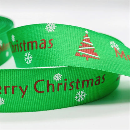 5yards/Lot 25MM Christmas Ribbon Printing Christmas Peripheral Ribbon for Bow Christmas Decoration DIY Gift Wrapping