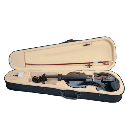 NAOMI 4/4 Full Size Acoustic Violin Colored Basswood Fiddle Black Solidwood Fitted Violin With Carrying Case Brazilwood Bow
