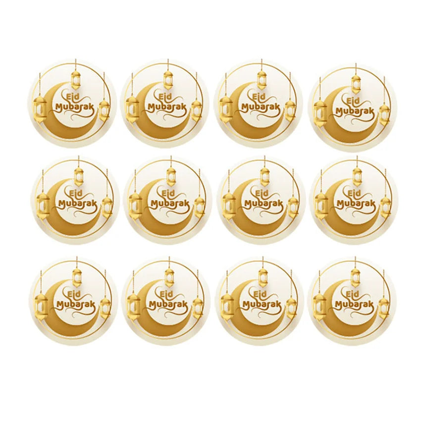 60Pcs Ramadan Kareem Eid Al-Fitr Decorative Stickers Blessed Eid Mubarak Muslim Religion Festival Decor Food Gift Bag Sealing