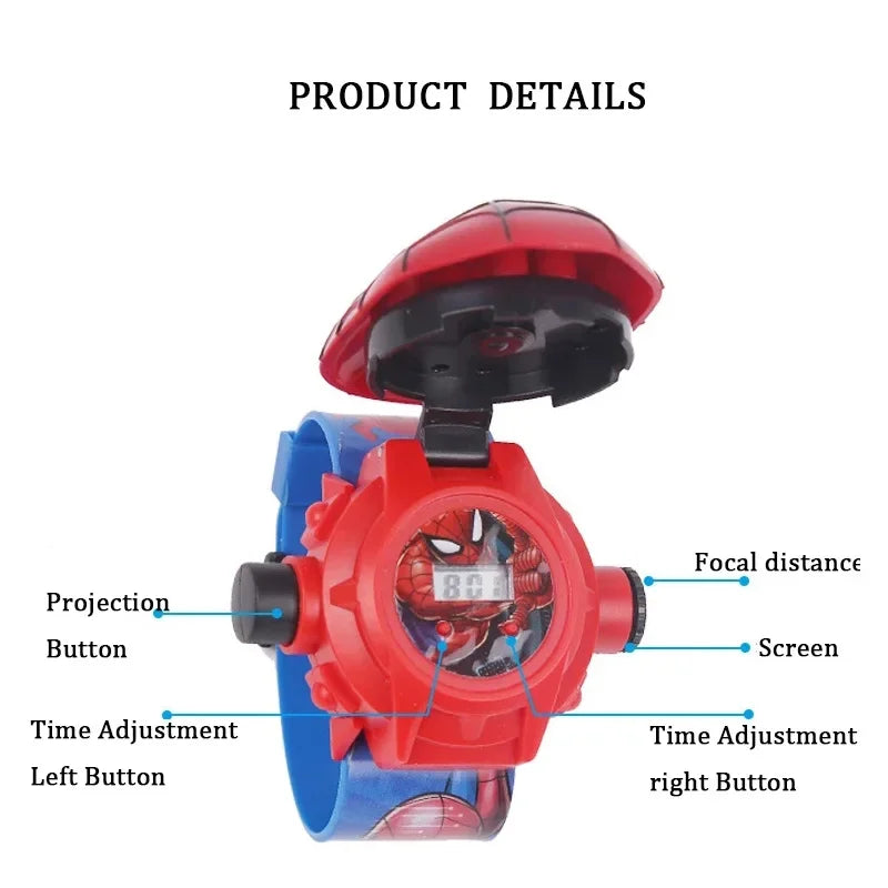 17 Style Disney Cartoon Children Watch 3D Projection Cartoon Superheroes Spider-Man Iron Man Digital Watches Children Watch Toy