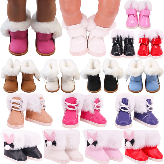 7cm Plush Boots Doll Shoes Clothes Accessories for 43cm Born Baby Doll,18 Inch Girl American,Our Generation,Toys for Girls,Gift