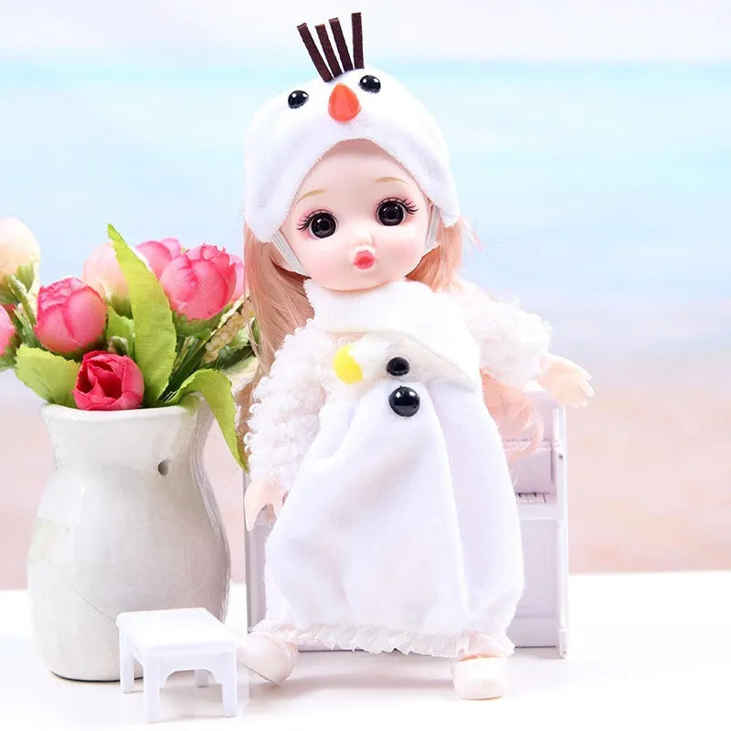 17cm Mini Bjd Doll for Girls 3 to 12 Year Old Wedding Dolls 1/12 With Hair and Clothes Full Set Christmas Gifts Toys for Kids