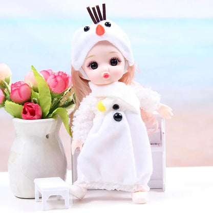 17cm Mini Bjd Doll for Girls 3 to 12 Year Old Wedding Dolls 1/12 With Hair and Clothes Full Set Christmas Gifts Toys for Kids