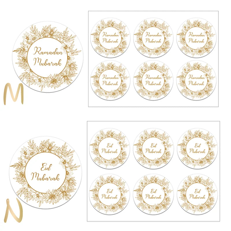 24/48pcs EID Mubarak Decor Stickers Ramadan Mubarak Decoration Islam Muslim Festival Favor Gifts Labels HAJJ Ramadan Kareem
