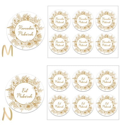 24/48pcs EID Mubarak Decor Stickers Ramadan Mubarak Decoration Islam Muslim Festival Favor Gifts Labels HAJJ Ramadan Kareem