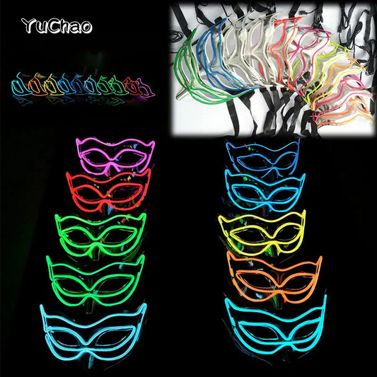 Halloween 10 Colors LED  Neon El Wire  Mask Cosplay  Luminous Fox Mask Dance Party  Dress Accessories