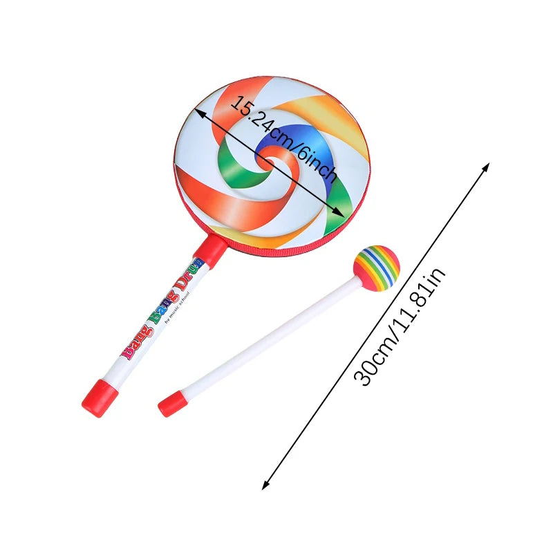 6Inch 8Inch 10Inch Lollipop Hand Drum Percussion Colorful Dance Props Infant Musical Toys Teaching Aids Children's Gift