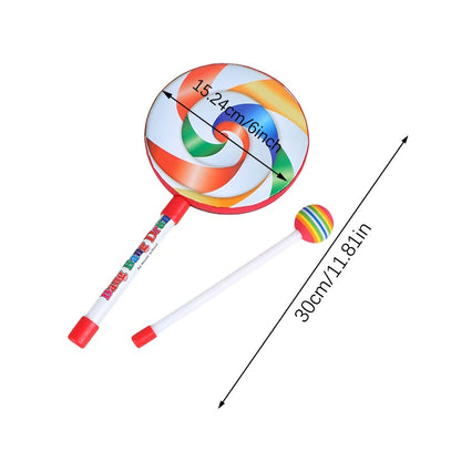 6Inch 8Inch 10Inch Lollipop Hand Drum Percussion Colorful Dance Props Infant Musical Toys Teaching Aids Children's Gift