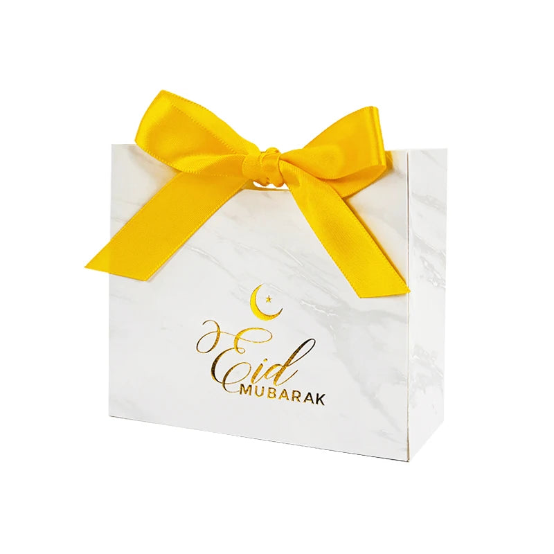 5/10Pcs Eid Mubarak Candy Gift Boxes Ramadan Kareem Cookie Snack Packaging Box Bag 2024 Muslim Islamic Party Decoration Supplies