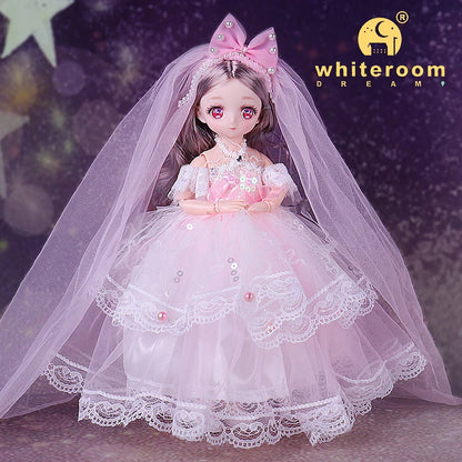 1/6 Bjd Doll Wedding Dress Anime Action Figures  Full Set Spherical Jointed Doll for Children's Toys Girl Cosplay  Free Shipping