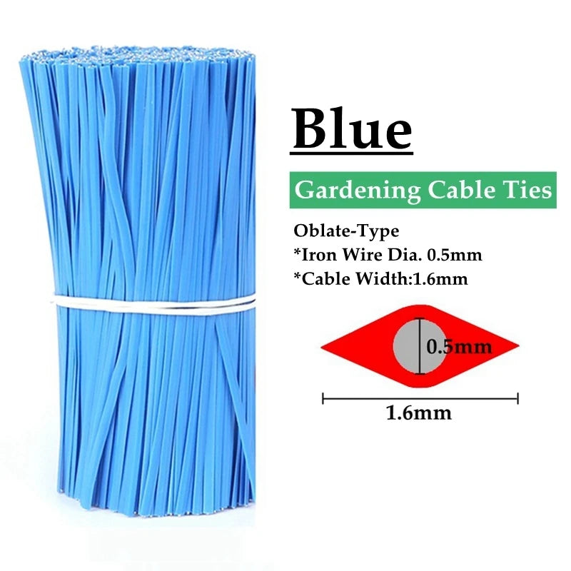 100pcs Gardening Cable Ties Reusable Oblate Iron Wire Bonsai Flower Cucumber Vine Climbing Plants Cable Tie