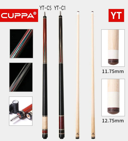 Cuppa YT Adventure 9 Ball Billiard Pool Cue Stick 11.75mm 12.75mm Set