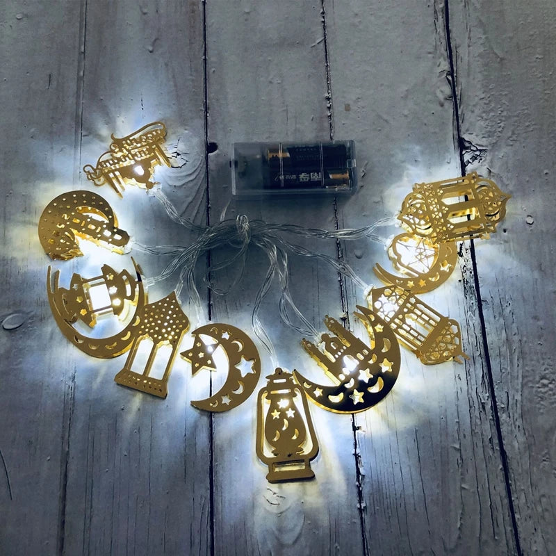Ramadan Decorations Moon Star Led Light Eid Mubarak String Lights for Home Islam Muslim Hajj Kareem Eid Al Adha Lantern Decor