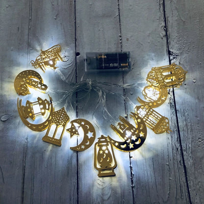 Ramadan Decorations Moon Star Led Light Eid Mubarak String Lights for Home Islam Muslim Hajj Kareem Eid Al Adha Lantern Decor