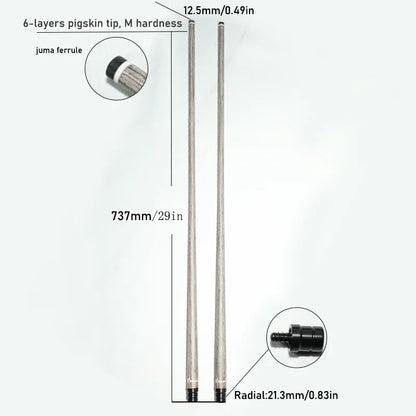 Single Shaft Carbon Fiber Billiard Pool Cue Stick,Radial Joint, Just Shaft of Pool Cue Stick, 12.5mm