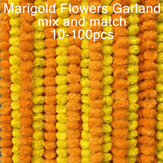 10-100pcs Marigold Flower Garland Decoration Artificial Flowers Indian Decor Diwali Pooja Day of the Dead Wedding Mexican Party
