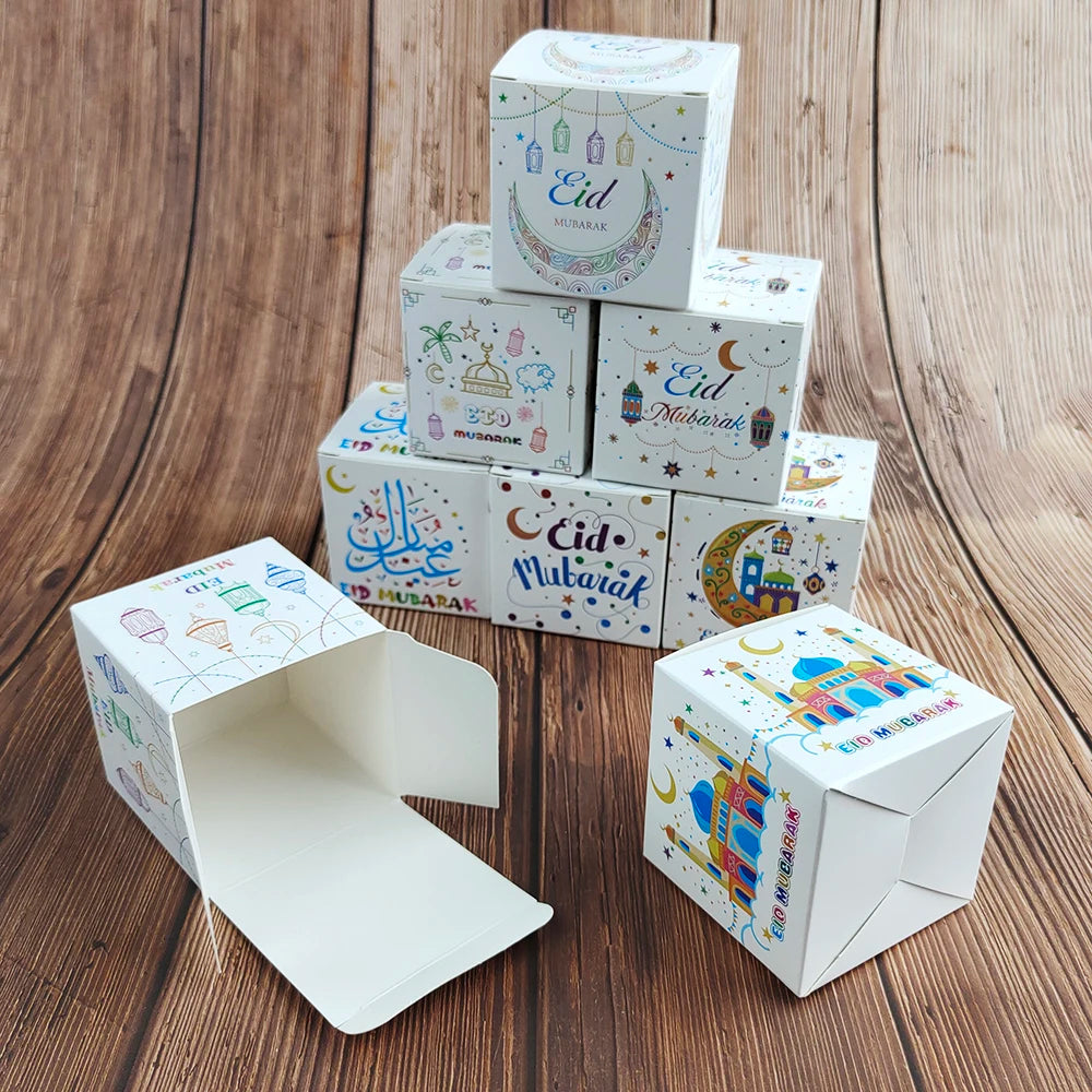 5Pcs Eid Mubarak Gift Box Ramadan Candy Cookie Boxes for Kids Ramadan Packaging Eid Gift Packing Box Ramadan Decoration 2024