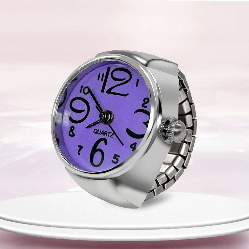 Steel Fun Vintage Punk Quartz Finger Pocket Watch Ring for Women Men Goth Clock Rings Digital Watch Elastic Stretchy Rings Gifts