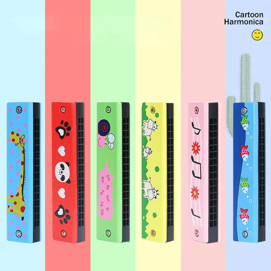 Wooden Harmonica Multicolored for Children 16 Holes Harmonica Mouth Organ Kids Music Instrument Educational Toy Gift