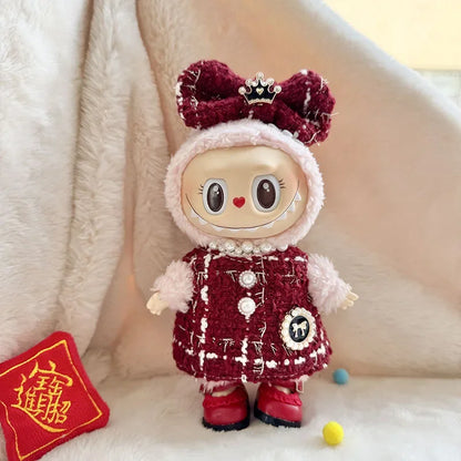 Labubu V1/V2 Doll Accessories Lion Dance Chinese Style New Year Outfit Clothes Set for 17cm Ropa Labubu