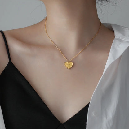 PVD 18 Gold Plated Heart Pendant Love You More Choker Necklace Stainless Steel Jewelry Valentine's Day Gift Necklace for Women
