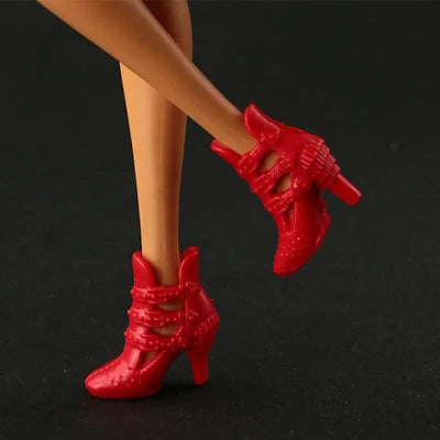 10 Pair / Lot  Doll Red Shoes Fashion Cute Heels  Shoes for Barbie Doll High Quality Baby Toy