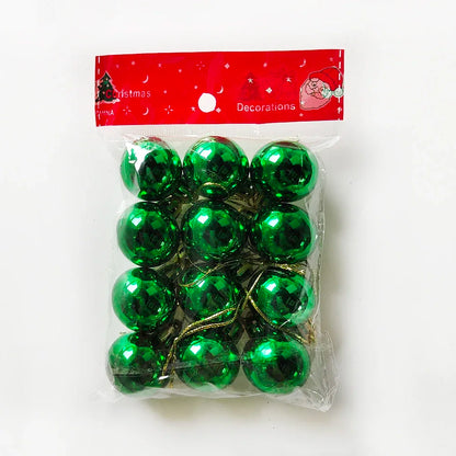 12Pcs Mini Christmas Balls Christmas Tree Hanging Ornament Plastic Red Green Gold Ball Pendant Christmas Decoration 2024 Navidad