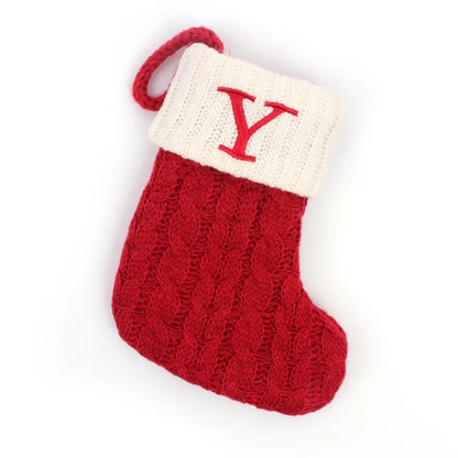Merry Christmas Socks Red Snowflake Alphabet Letters Christmas Stocking Christmas Tree Pendant Decorations for Home Xmas Gift