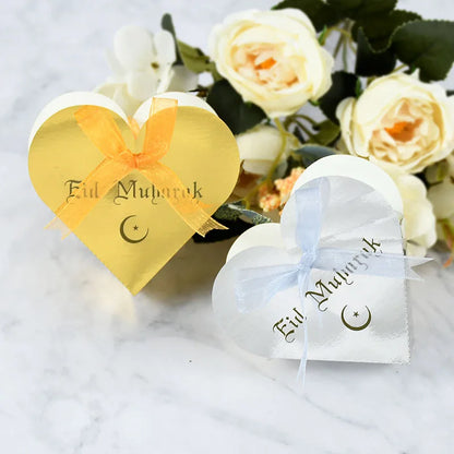 10pcs Eid Mubarak Candy Box Ramadan Kareem Favors Gift Packaging Bags Decor Home Islamic Muslim Event Party Eid Al-Fitr Decor 7