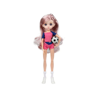 Slim 26cm Bjd Doll for Girl 13 Movable Joints Fashion Princess Clothes Suit Accessories Blue Eyes Decoration Eyelash Solid Doll
