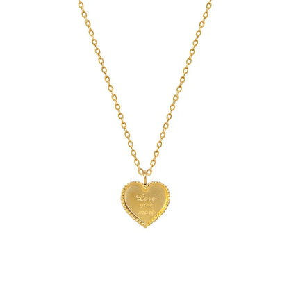 PVD 18 Gold Plated Heart Pendant Love You More Choker Necklace Stainless Steel Jewelry Valentine's Day Gift Necklace for Women