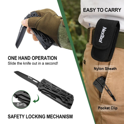 NexTool Black Knight 11-In-1 Multi-Function Tools Knife Outdoor Camping Survival Folding Pliers Scissors Hand Multitool Tool Kit