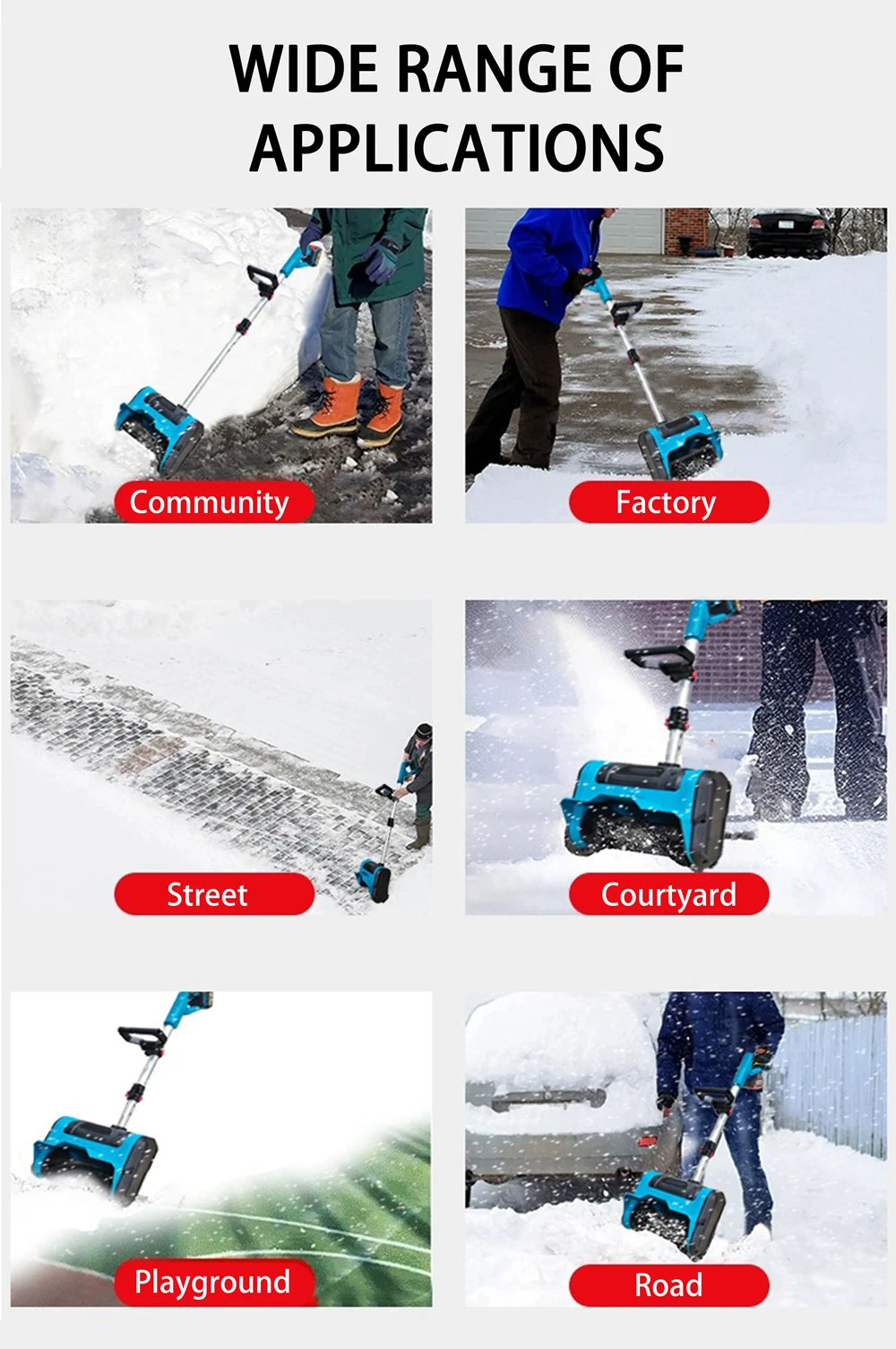 New Winter Cordless Electric Snowplow Lithium Electric Snow Sweeper Cordless Snow Shovel Courtyard Street for Makita Battery