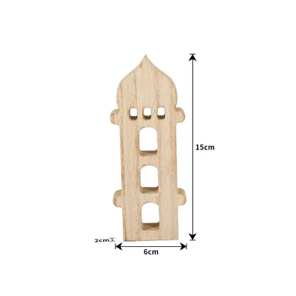 2024 EID Mubarak Wooden Ornaments House Ramadan Decoration for Islam Muslim Event Party Home Table Decoration Kareem Gifts