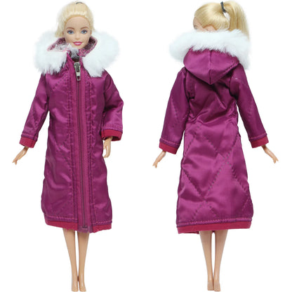 1 Pcs Handmade High Quality Doll Coat Dress Fur Clothes for Barbie Doll Winter Wear Leopard Outfit Doll Accessories Kids Toys